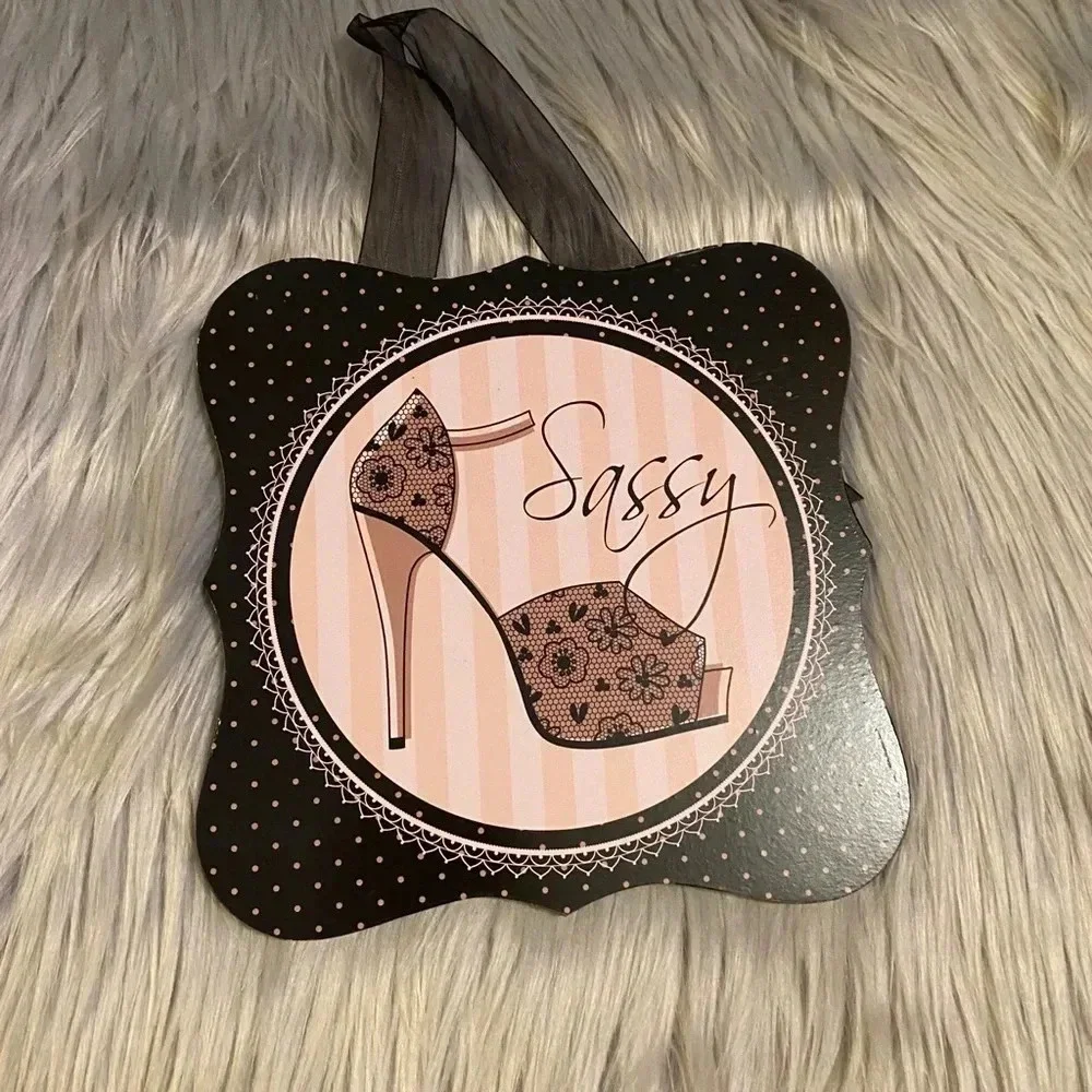 Sassy Pink & Black Wooden Hanging Sign